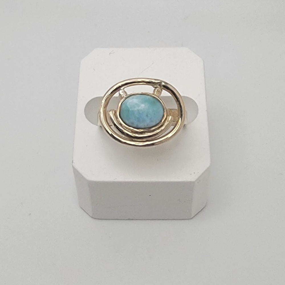 New Sterling Silver and Blue Larimar Stone Ring